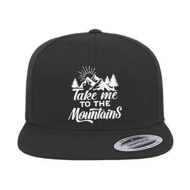 Hiking Take Me To The Mountains Embroidered Flat Bill Cap